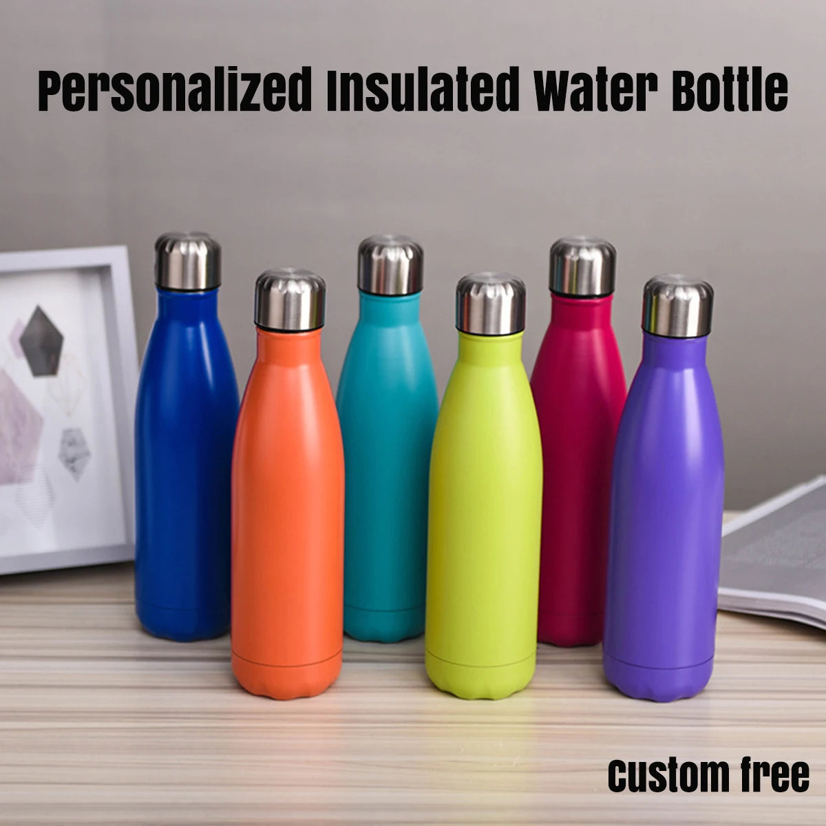 17oz Stainless Steel Water Bottle with Name,Double Wall Vacuum Bottle,Women Men School Cycling Gym Sport,Customize Birthday Gift