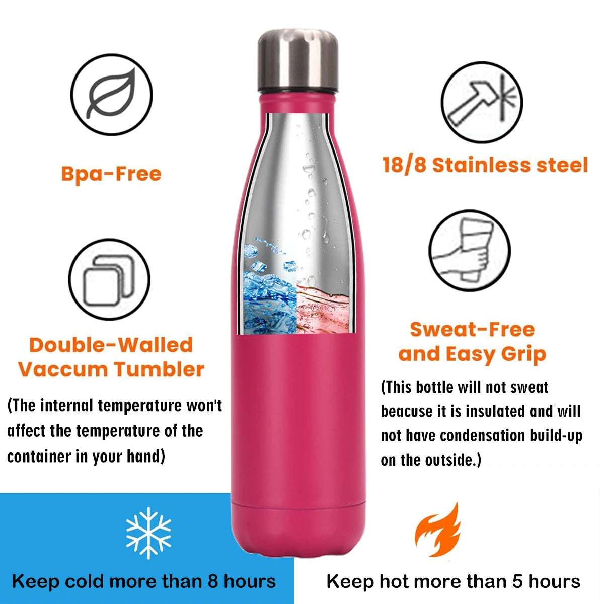 17oz Stainless Steel Water Bottle with Name,Double Wall Vacuum Bottle,Women Men School Cycling Gym Sport,Customize Birthday Gift