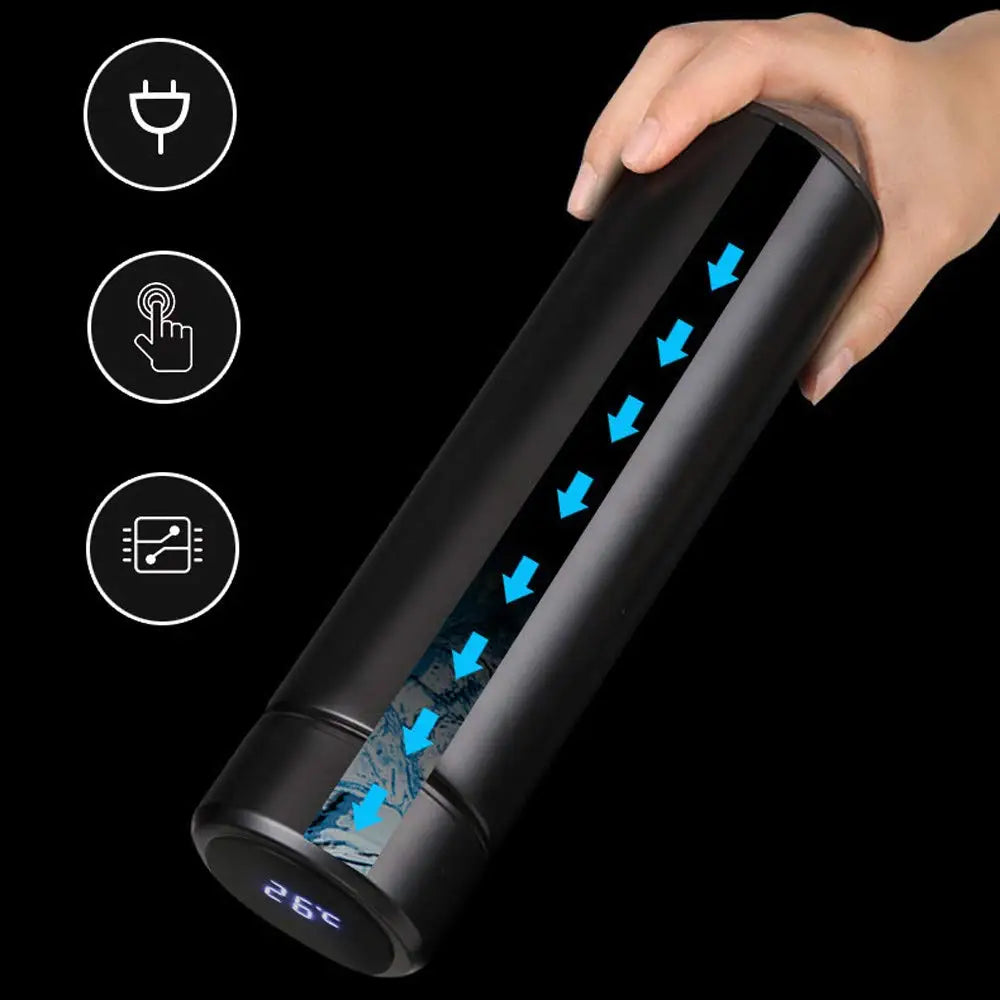 Custom Name Smart Digital Water Bottle Keeps Cold and Heat Thermal Bottle Stainless Steel Thermos for Baby Children Kids